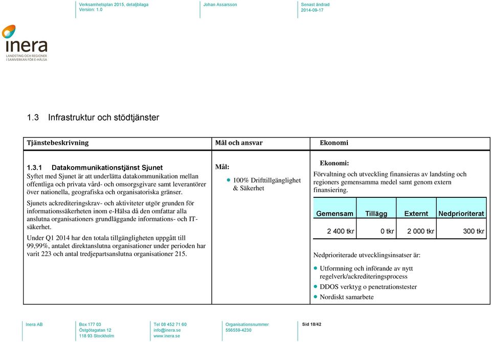 Sjunets ackrediteringskrav- och aktiviteter utgör grunden för informationssäkerheten inom e-hälsa då den omfattar alla anslutna organisationers grundläggande informations- och ITsäkerhet.