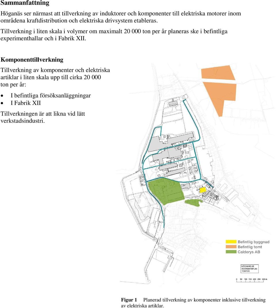 Komponenttillverkning Tillverkning av komponenter och elektriska artiklar i liten skala upp till cirka 20 000 ton per år: I befintliga försöksanläggningar