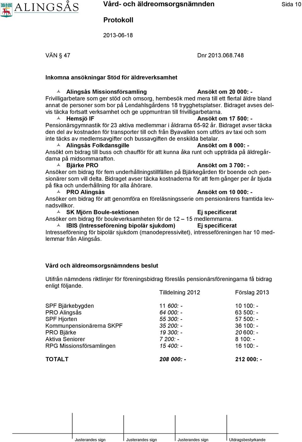 personer som bor på Lendahlsgårdens 18 trygghetsplatser. Bidraget avses delvis täcka fortsatt verksamhet och ge uppmuntran till frivilligarbetarna.