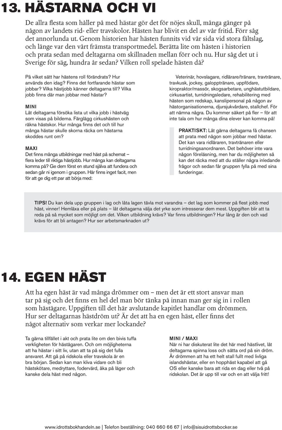 Berätta lite om hästen i historien och prata sedan med deltagarna om skillnaden mellan förr och nu. Hur såg det ut i Sverige för säg, hundra år sedan? Vilken roll spelade hästen då?