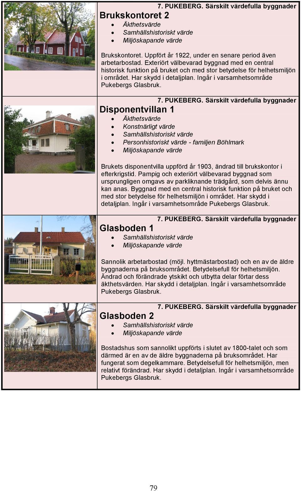 Disponentvillan 1 Äkthetsvärde Personhistoriskt värde - familjen Böhlmark Brukets disponentvilla uppförd år 1903, ändrad till brukskontor i efterkrigstid.