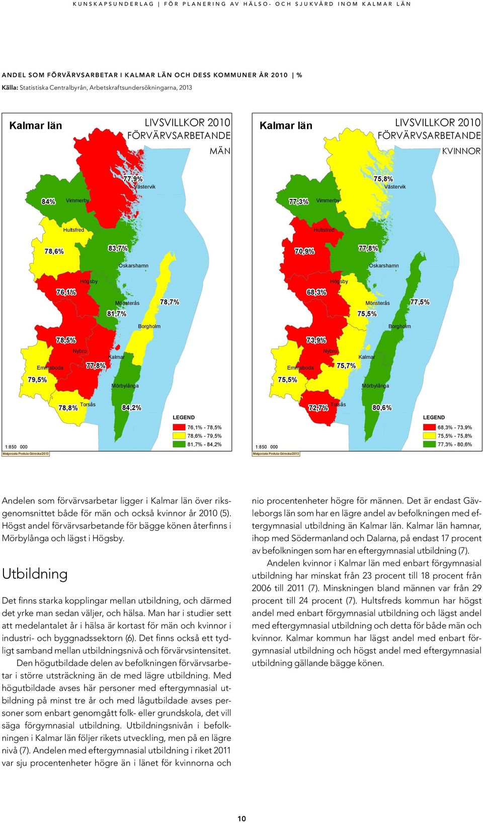 73,9% Emmaboda 75,7% 75,5% 78,8% 84,2% 72,7% 80,6% 76,1% - 78,5% 78,6% - 79,5% 81,7% - 84,2% 68,3% - 73,9% 75,5% - 75,8% 77,3% - 80,6% Andelen som förvärvsarbetar ligger i län över riksgenomsnittet