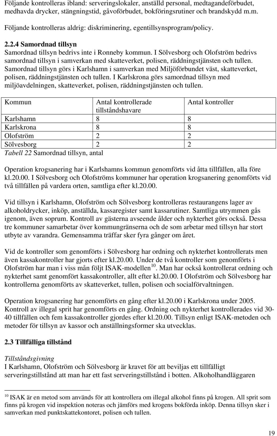 Samordnad tillsyn görs i Karlshamn i samverkan med Miljöförbundet väst, skatteverket, polisen, räddningstjänsten och tullen.