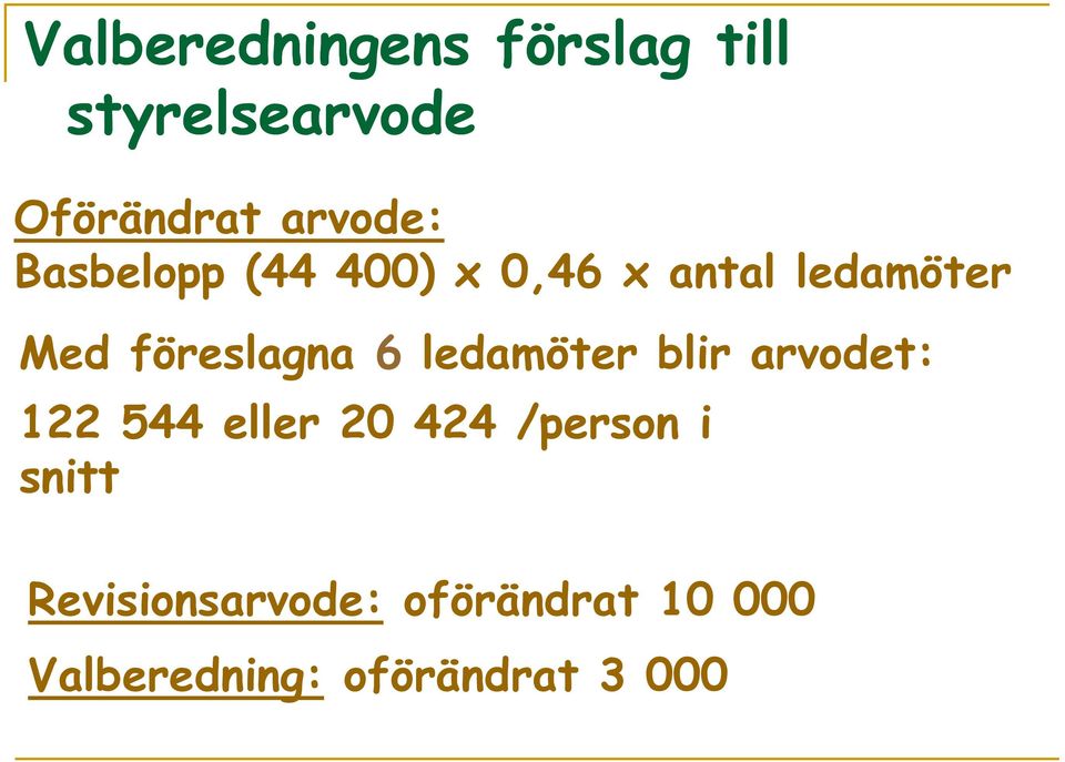 ledamöter blir arvodet: 122 544 eller 20 424 /person i snitt