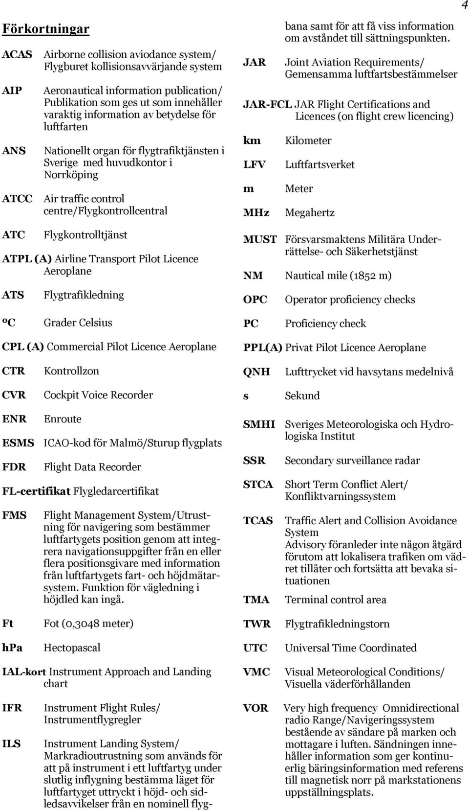 Airline Transport Pilot Licence Aeroplane ATS Flygtrafikledning JAR bana samt för att få viss information om avståndet till sättningspunkten.