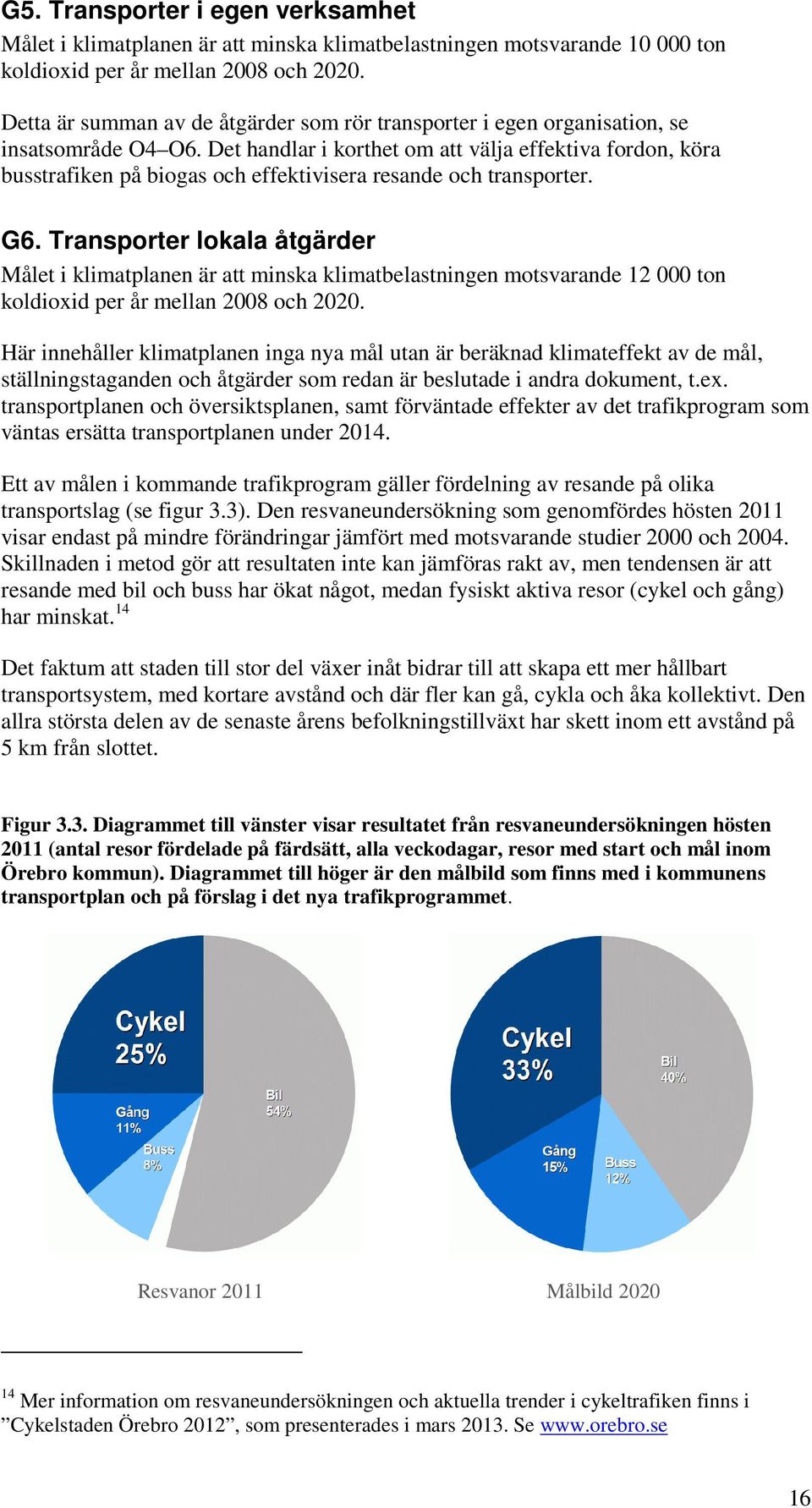 Det handlar i korthet om att välja effektiva fordon, köra busstrafiken på biogas och effektivisera resande och transporter. G6.