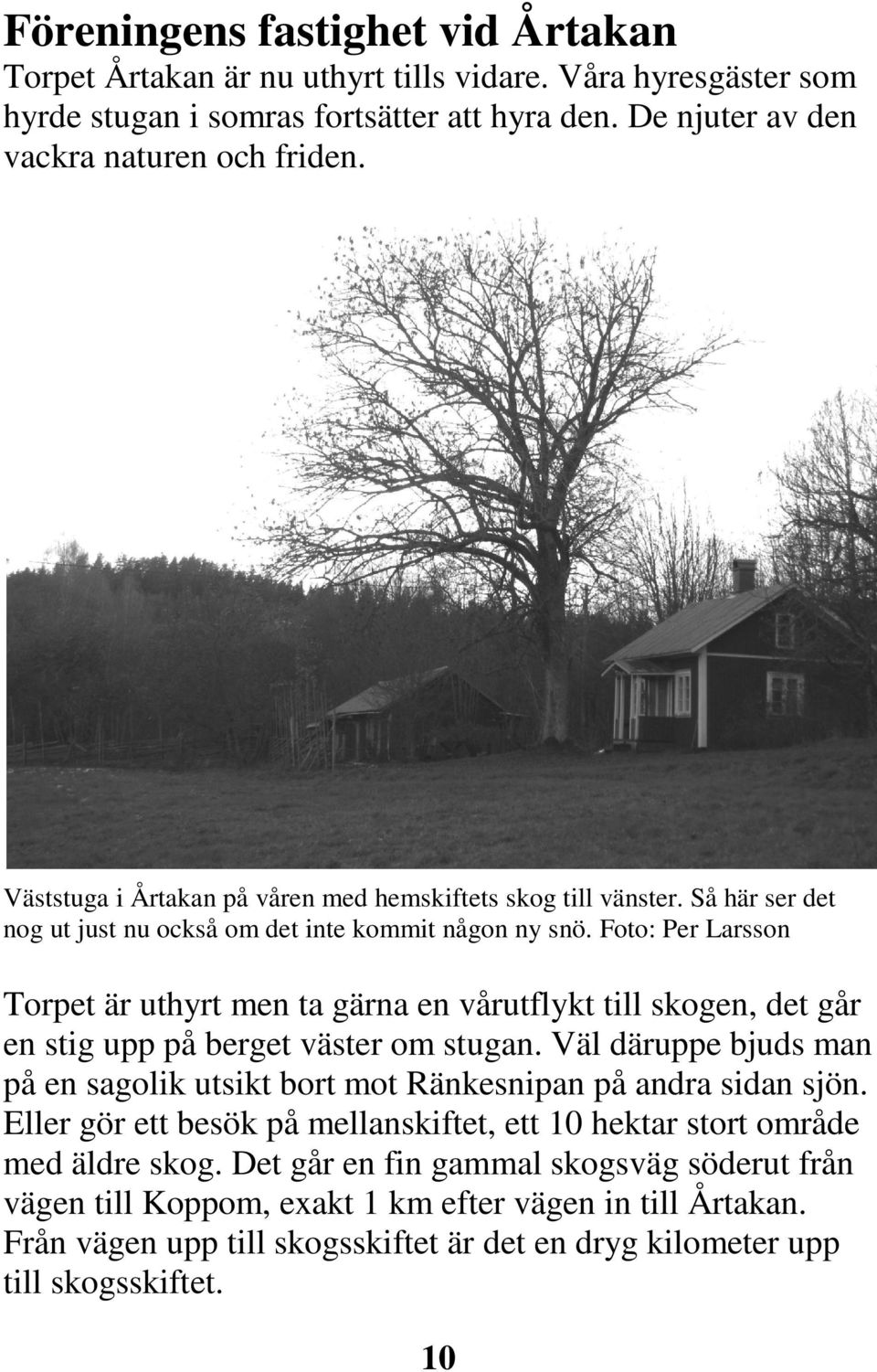 Foto: Per Larsson Torpet är uthyrt men ta gärna en vårutflykt till skogen, det går en stig upp på berget väster om stugan.