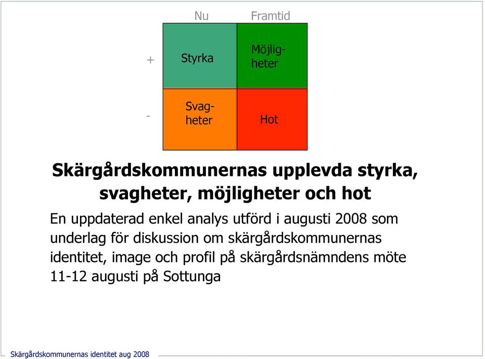 utförd i augusti 2008 som underlag för diskussion om