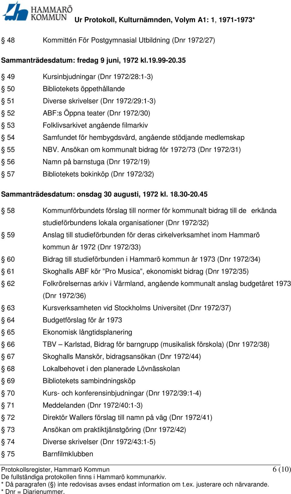 för hembygdsvård, angående stödjande medlemskap 55 NBV.