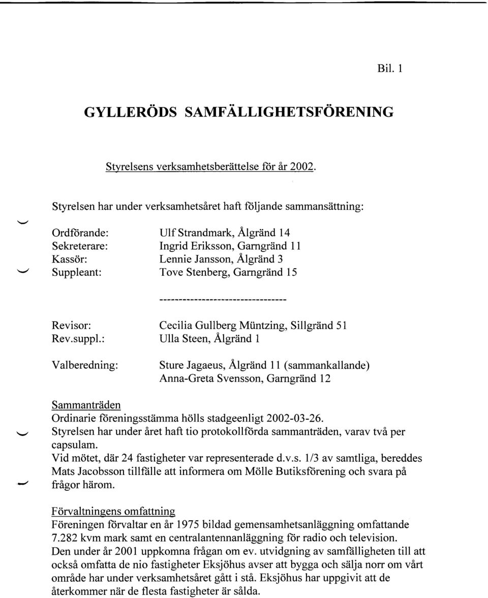 Ingrid Eriksson, Garngriind 1l Revisor: Cecilia Gullberg Mi.intzing, Sillgriind 51 Rev.suppl.