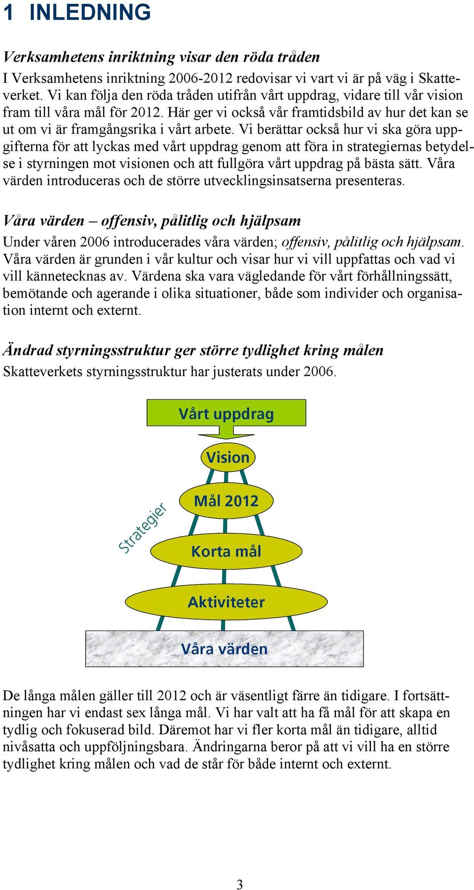 Vi berättar också hur vi ska göra uppgifterna för att lyckas med vårt uppdrag genom att föra in strategiernas betydelse i styrningen mot visionen och att fullgöra vårt uppdrag på bästa sätt.