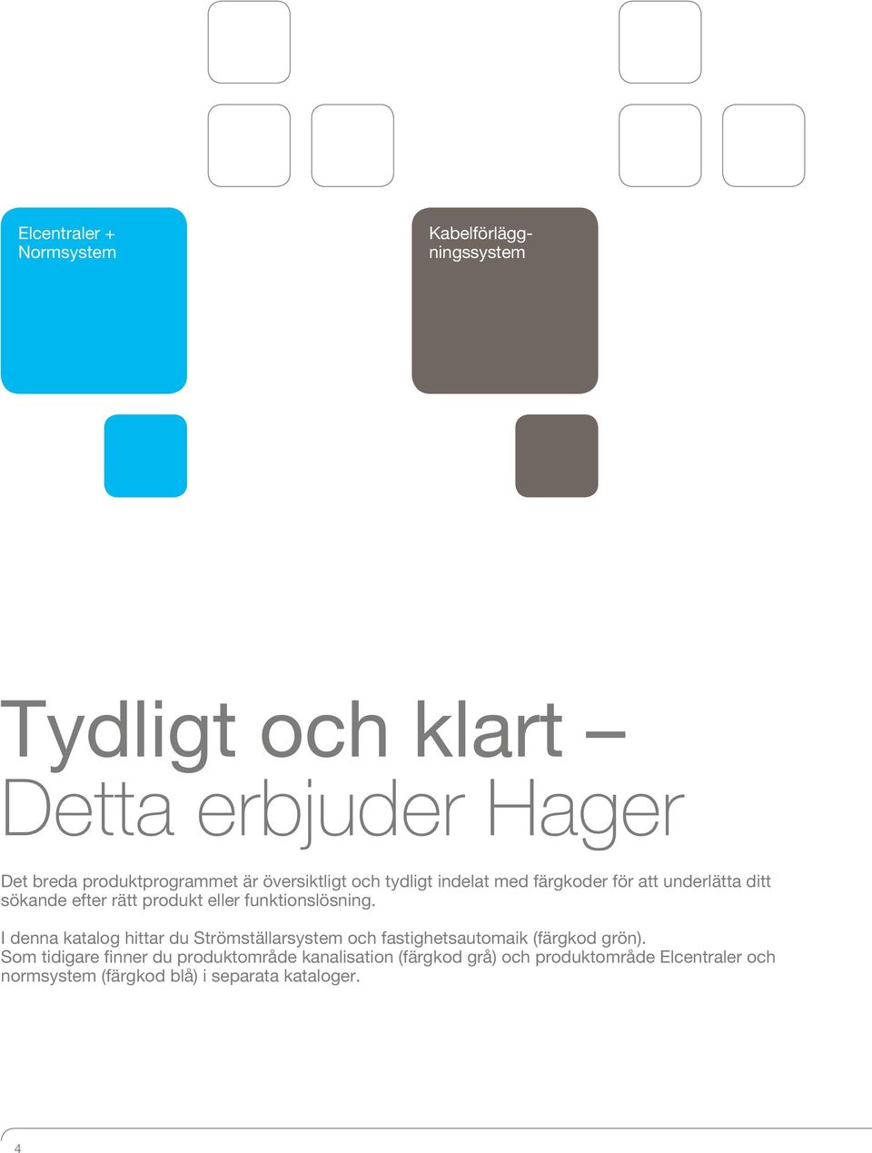 funktionslösning. I denna katalog hittar du Strömställarsystem och fastighetsautomaik (färgkod grön).