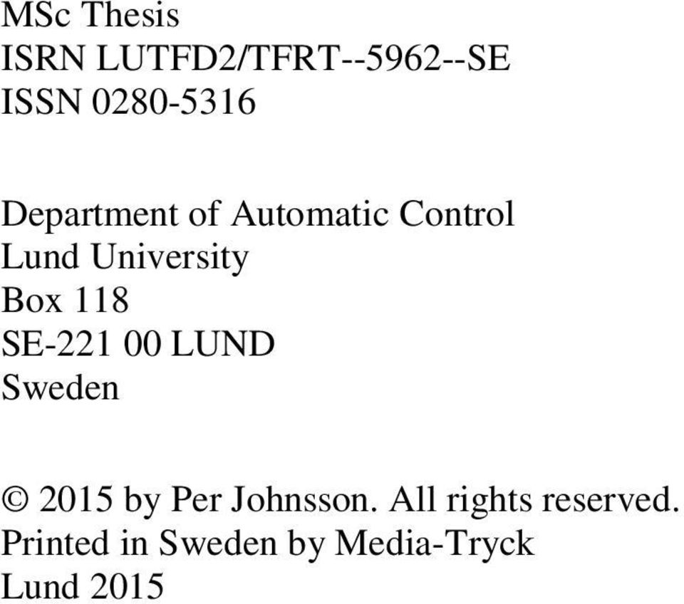 118 SE-221 00 LUND Sweden 2015 by Per Johnsson.