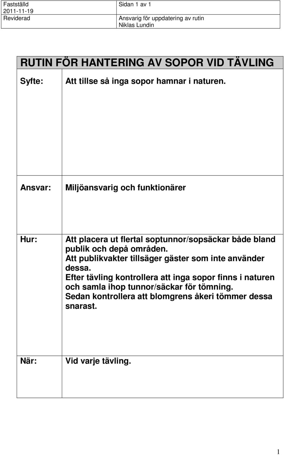 Att publikvakter tillsäger gäster som inte använder dessa.