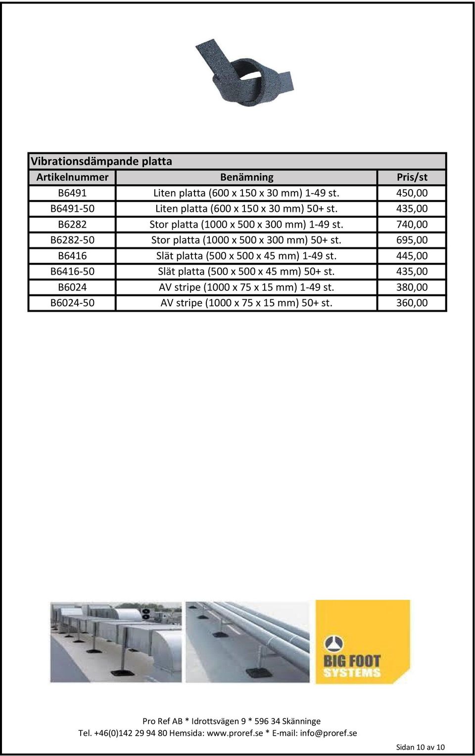 740,00 B6282-50 Stor platta (1000 x 500 x 300 mm) 50+ st. 695,00 B6416 Slät platta (500 x 500 x 45 mm) 1-49 st.