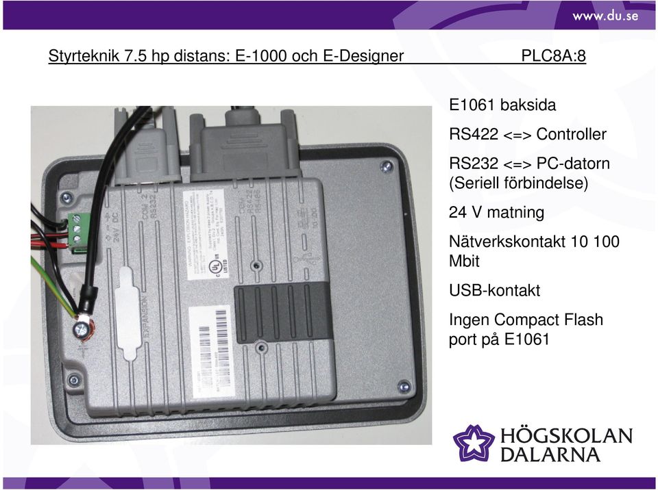 24 V matning Nätverkskontakt 10 100 Mbit