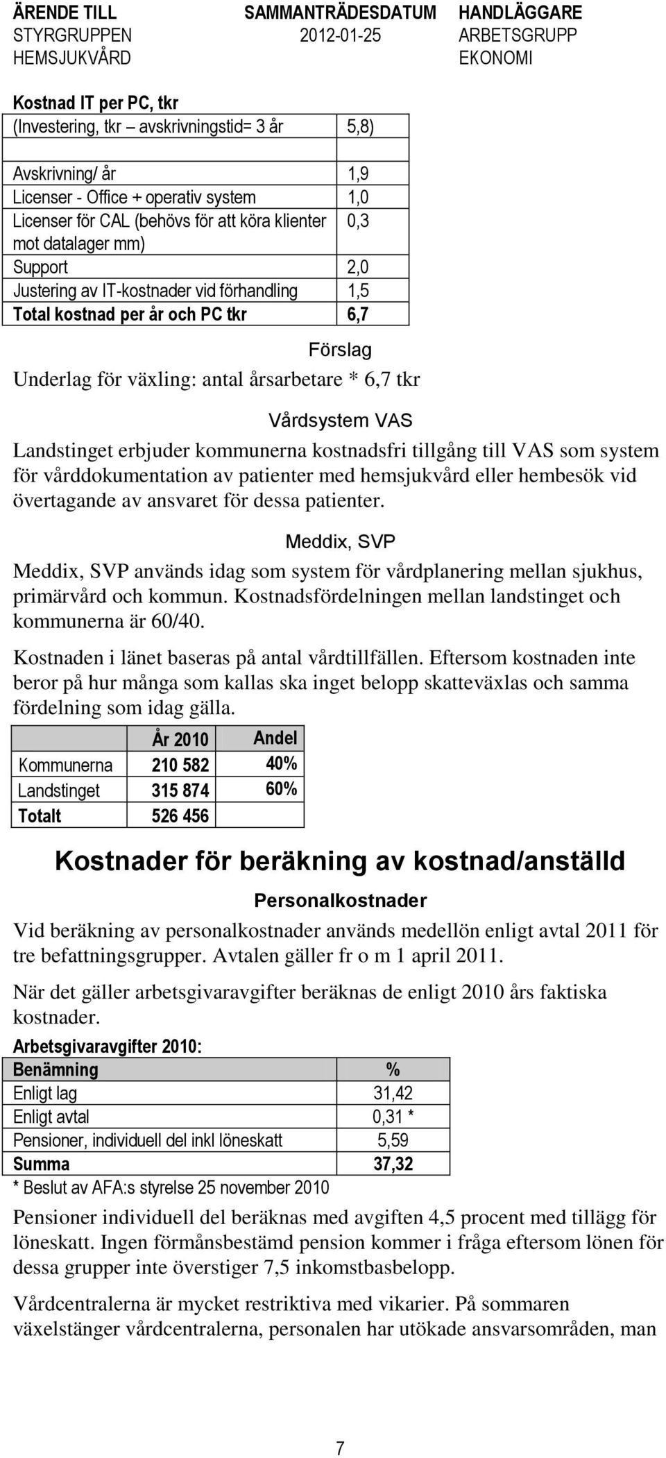 kostnadsfri tillgång till VAS som system för vårddokumentation av patienter med hemsjukvård eller hembesök vid övertagande av ansvaret för dessa patienter.