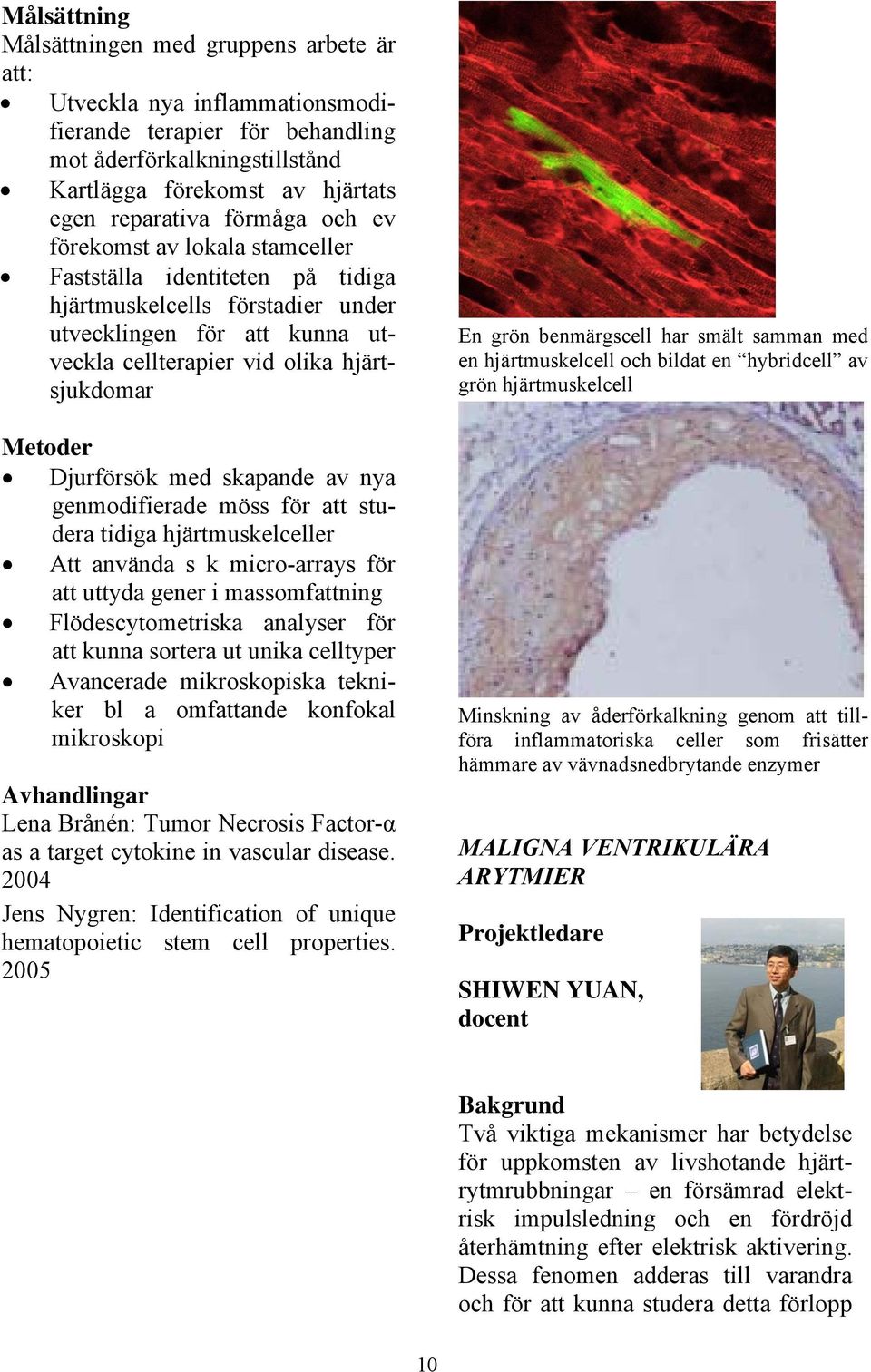 Djurförsök med skapande av nya genmodifierade möss för att studera tidiga hjärtmuskelceller Att använda s k micro-arrays för att uttyda gener i massomfattning Flödescytometriska analyser för att