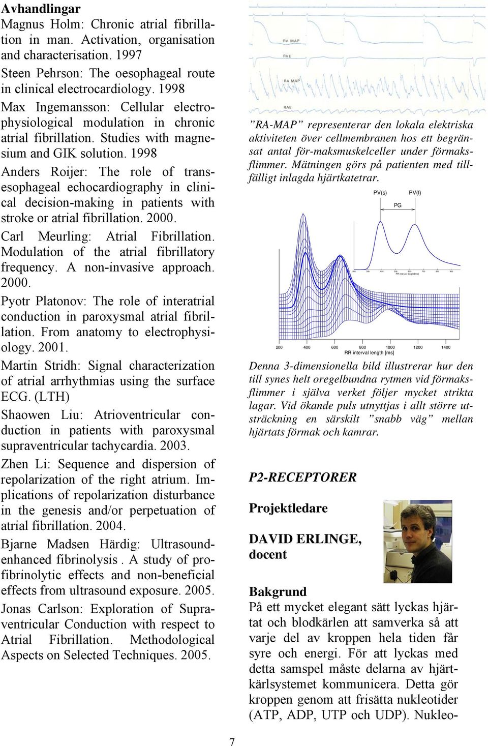 1998 Anders Roijer: The role of transesophageal echocardiography in clinical decision-making in patients with stroke or atrial fibrillation. 2000. Carl Meurling: Atrial Fibrillation.