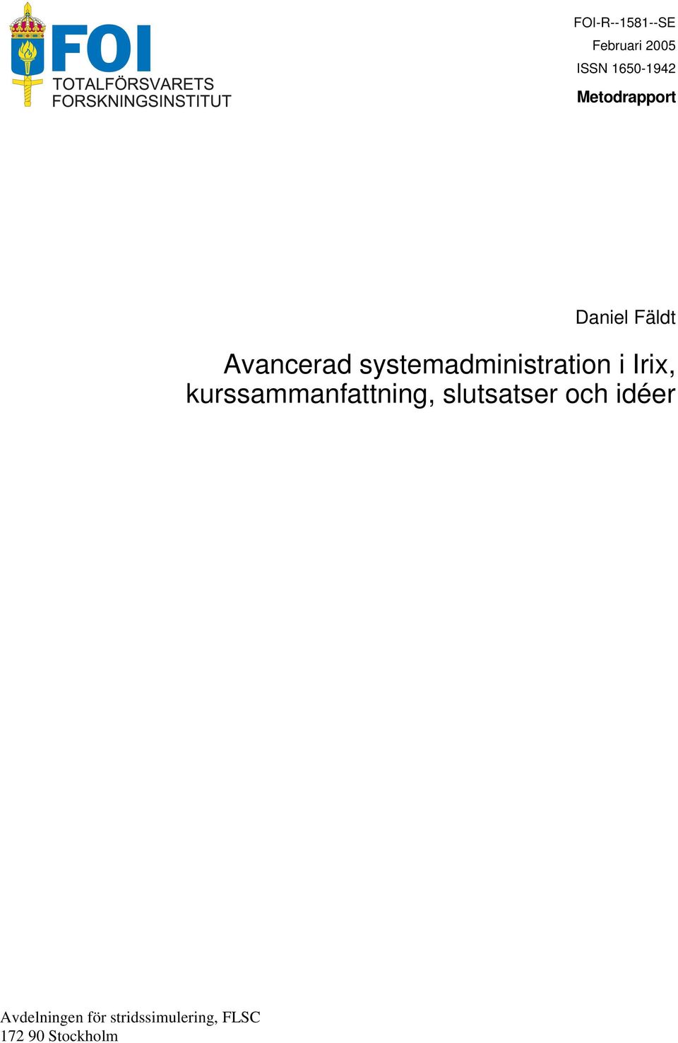 systemadministration i Irix, kurssammanfattning,