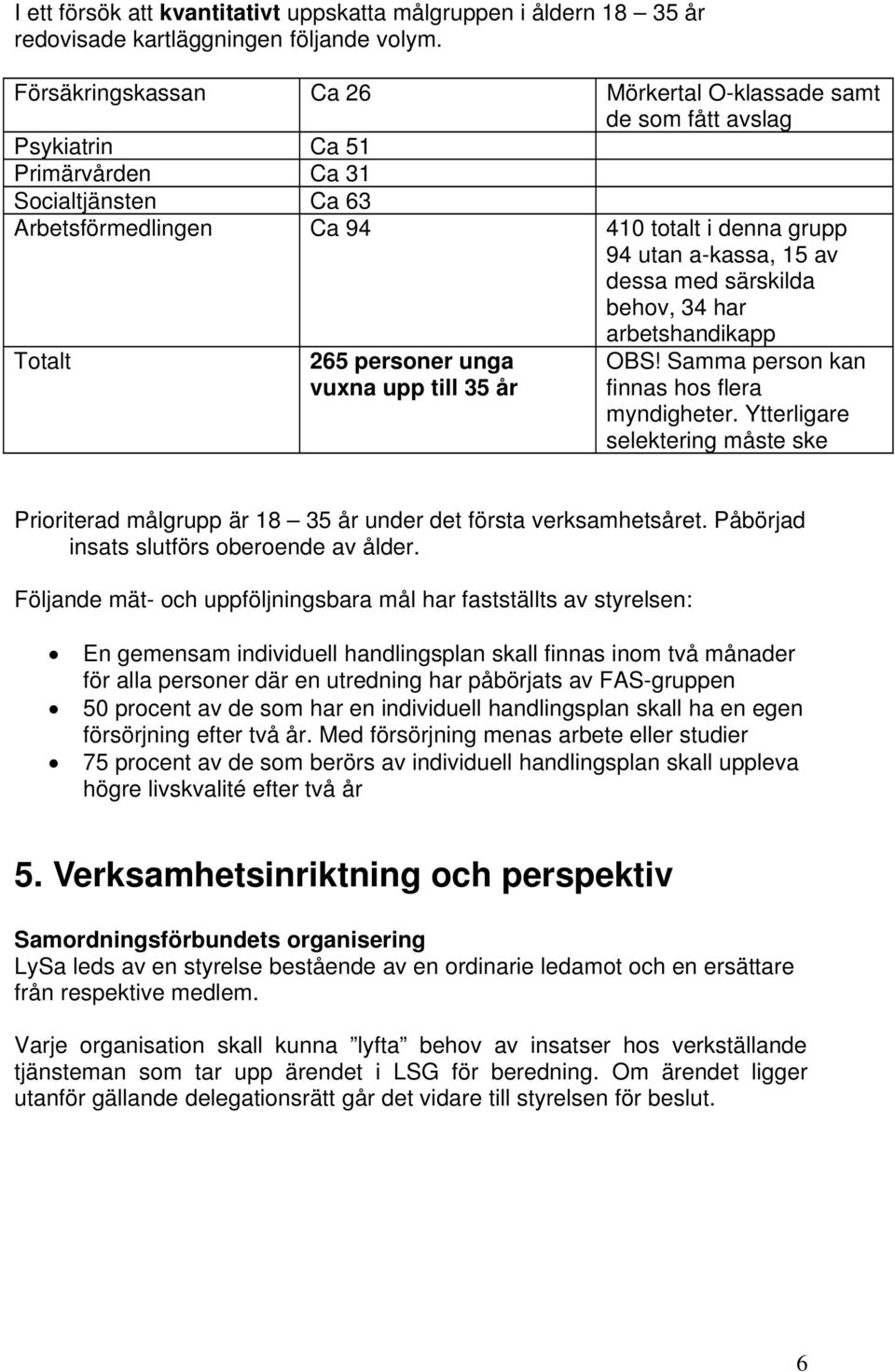 dessa med särskilda behov, 34 har arbetshandikapp Totalt 265 personer unga vuxna upp till 35 år OBS! Samma person kan finnas hos flera myndigheter.