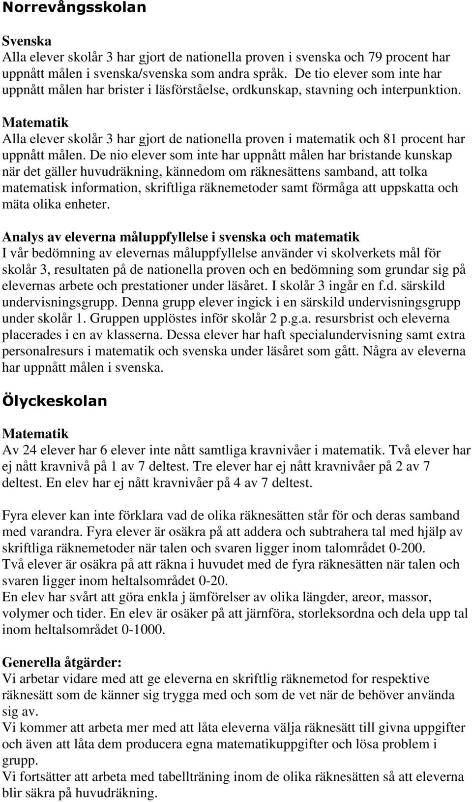 Alla elever skolår 3 har gjort de nationella proven i matematik och 81 procent har uppnått målen.