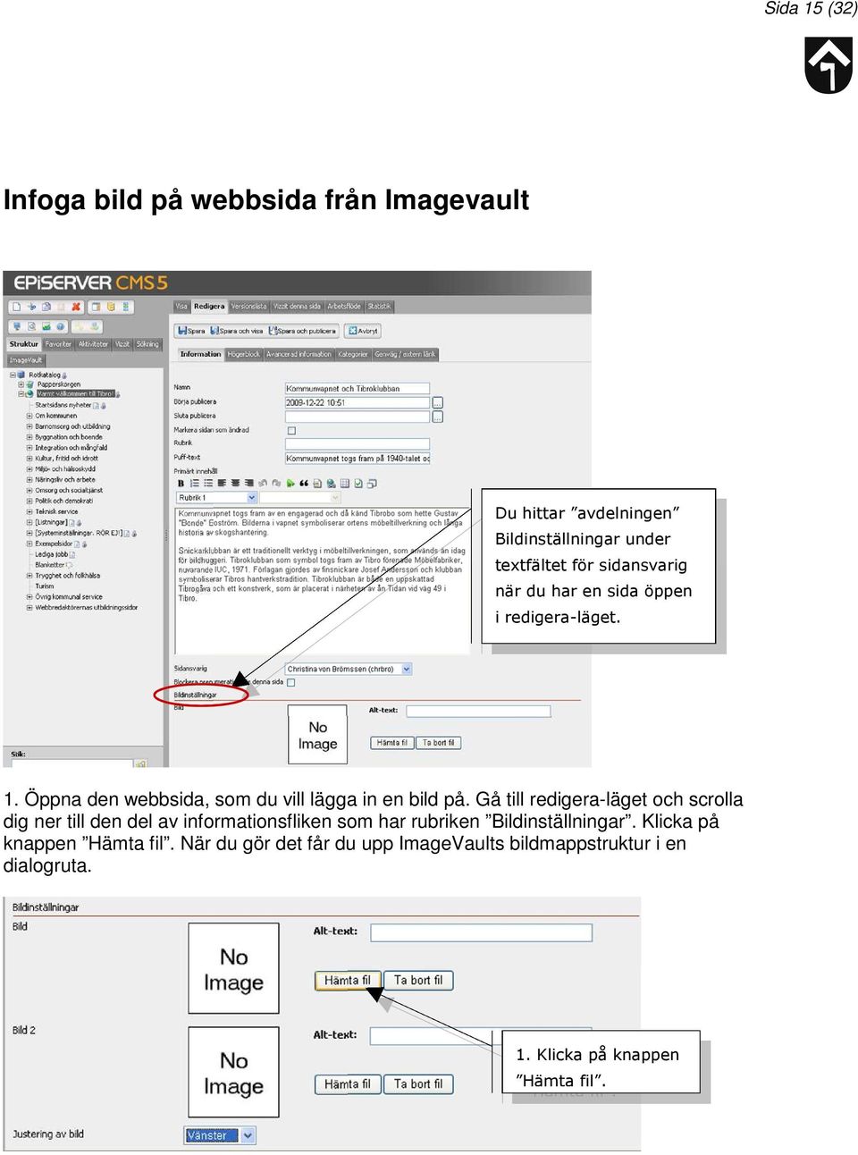 Gå till redigera-läget och scrolla dig ner till den del av informationsfliken som har rubriken Bildinställningar.