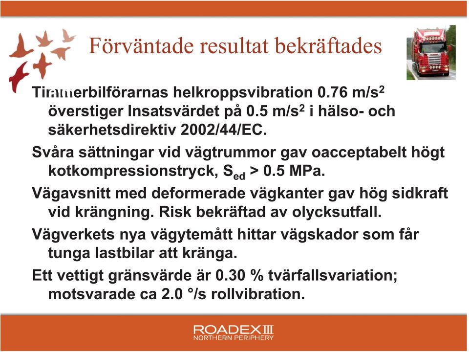 Svåra sättningar vid vägtrummor gav oacceptabelt högt kotkompressionstryck, S ed > 0.5 MPa.