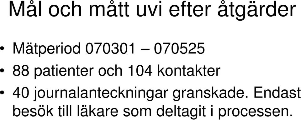 kontakter 40 journalanteckningar granskade.