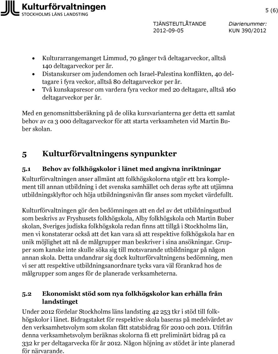 Två kunskapsresor om vardera fyra veckor med 20 deltagare, alltså 160 deltagarveckor per år.