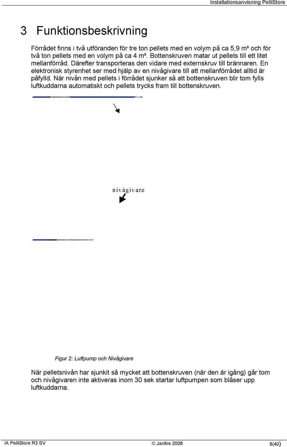 En elektronisk styrenhet ser med hjälp av en nivågivare till att mellanförrådet alltid är påfylld.