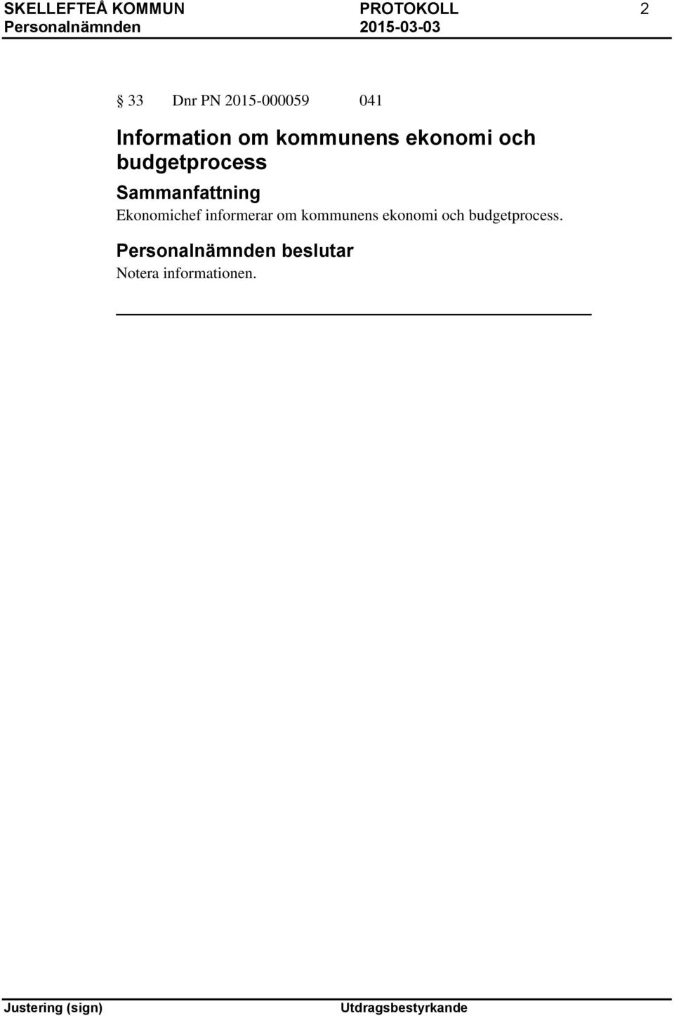 ekonomi och budgetprocess Ekonomichef