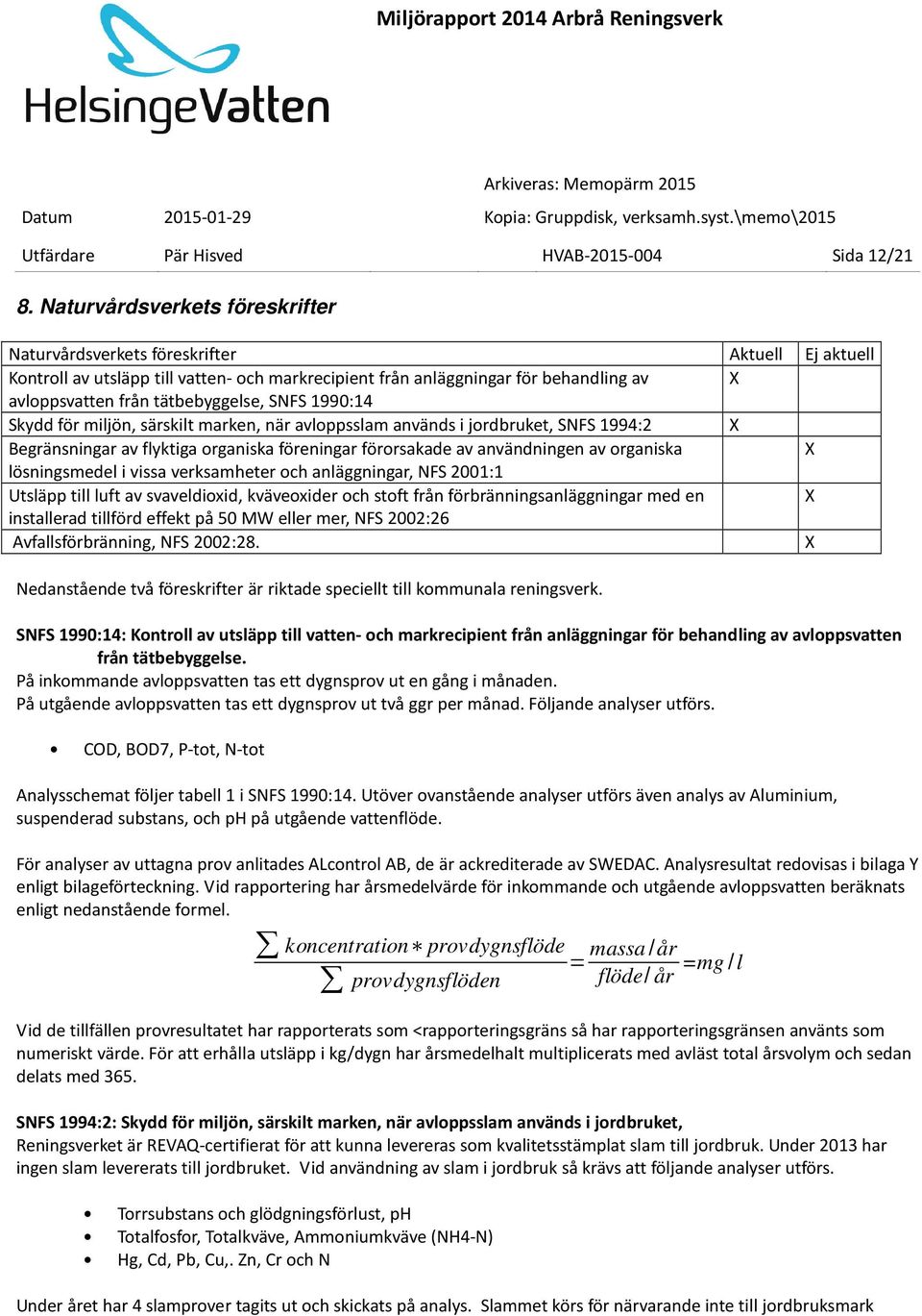 Skydd för miljön, särskilt marken, när avloppsslam används i jordbruket, SNFS 1994:2 Begränsningar av flyktiga organiska föreningar förorsakade av användningen av organiska lösningsmedel i vissa