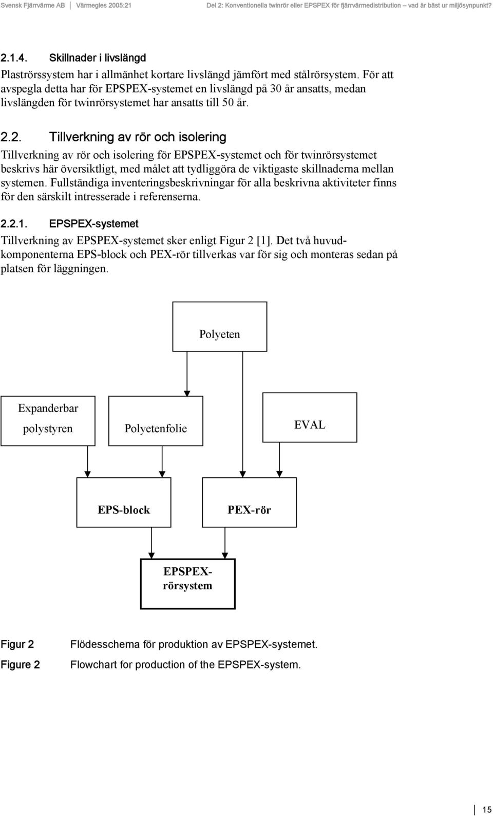 2. Tillverkning av rör och isolering Tillverkning av rör och isolering för EPSPEX-systemet och för twinrörsystemet beskrivs här översiktligt, med målet att tydliggöra de viktigaste skillnaderna