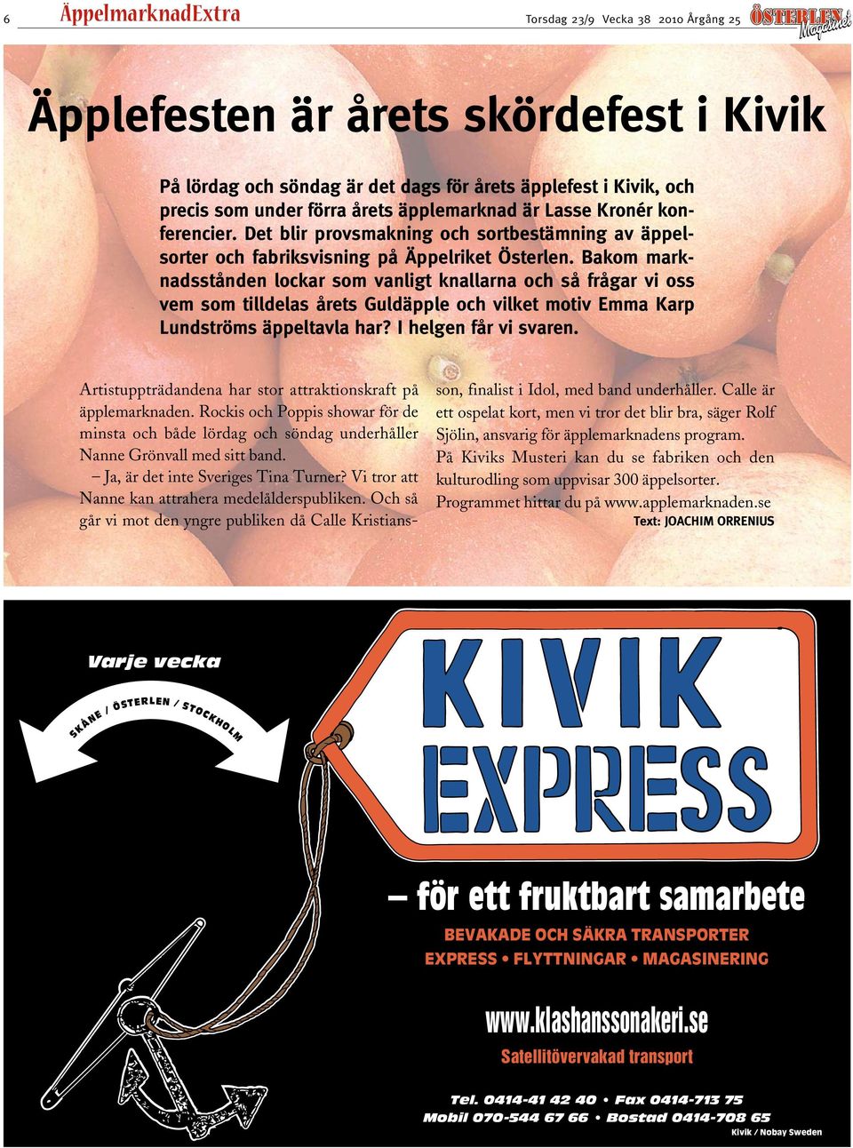 Bakom marknadsstånden lockar som vanligt knallarna och så frågar vi oss vem som tilldelas årets Guldäpple och vilket motiv Emma Karp Lundströms äppeltavla har? I helgen får vi svaren.