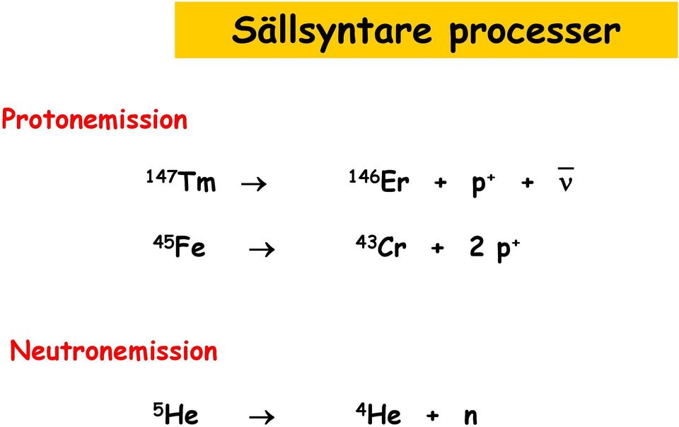 Er + p + + n 45 Fe 43 Cr +