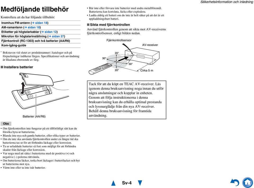 Specifikationer och användning är likadana oberoende av färg. Installera batterier Bär inte eller förvara inte batterier med andra metallföremål. Batterierna kan kortsluta, läcka eller explodera.