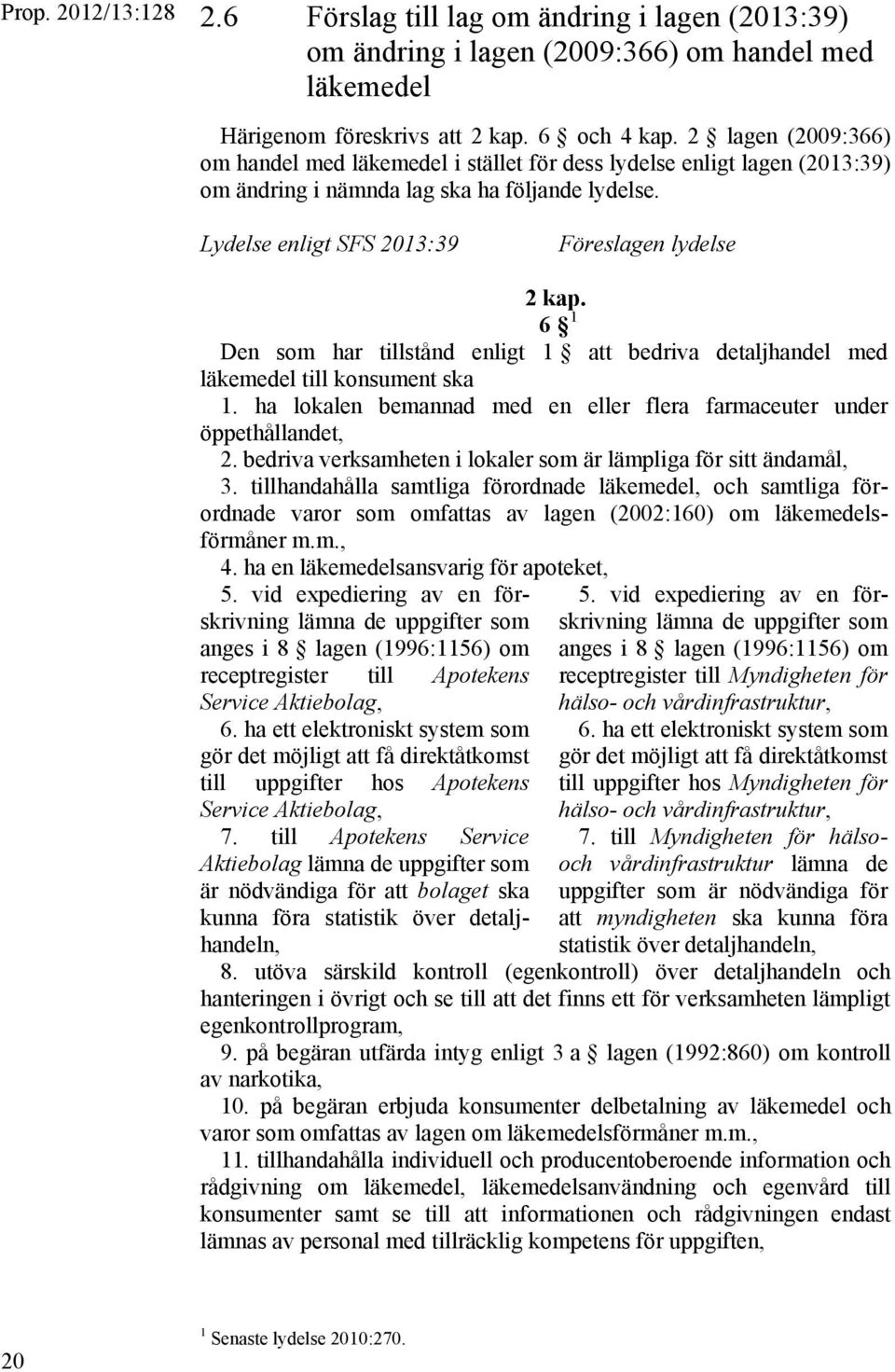 6 1 Den som har tillstånd enligt 1 att bedriva detaljhandel med läkemedel till konsument ska 1. ha lokalen bemannad med en eller flera farmaceuter under öppethållandet, 2.