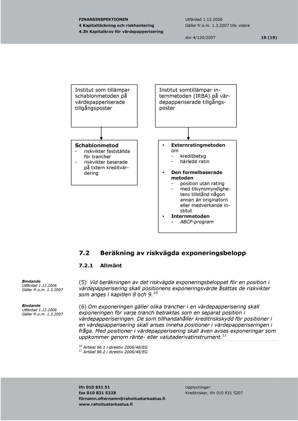 härledd ratin Den formelbaserade metoden - position utan rating - med tilsynsmyndighetens tillstånd någon annan än originatorn eller medverkande institut Internmetoden - ABCP-program 7.