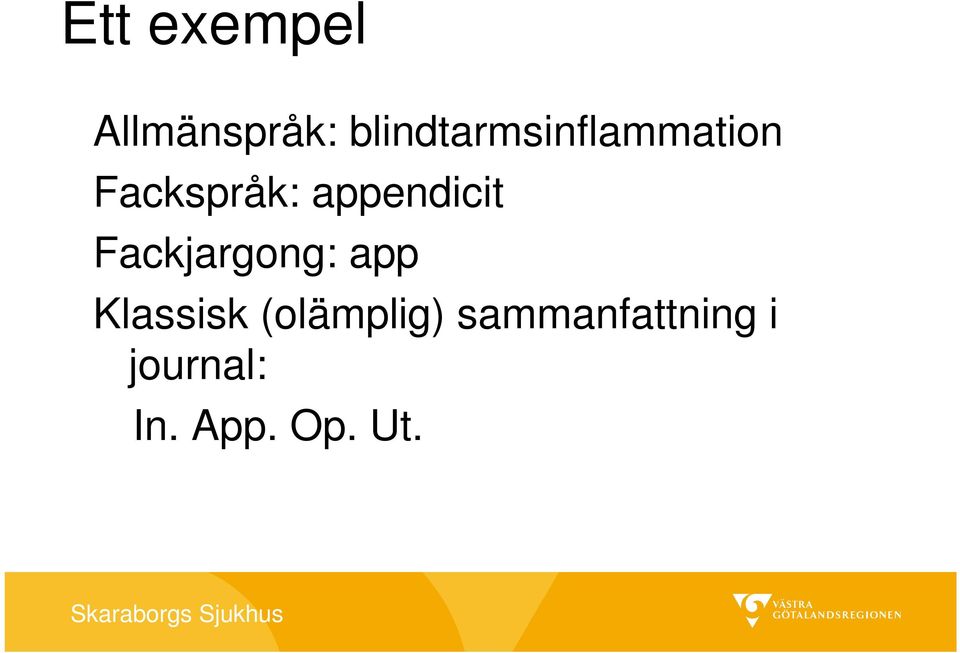 appendicit Fackjargong: app Klassisk