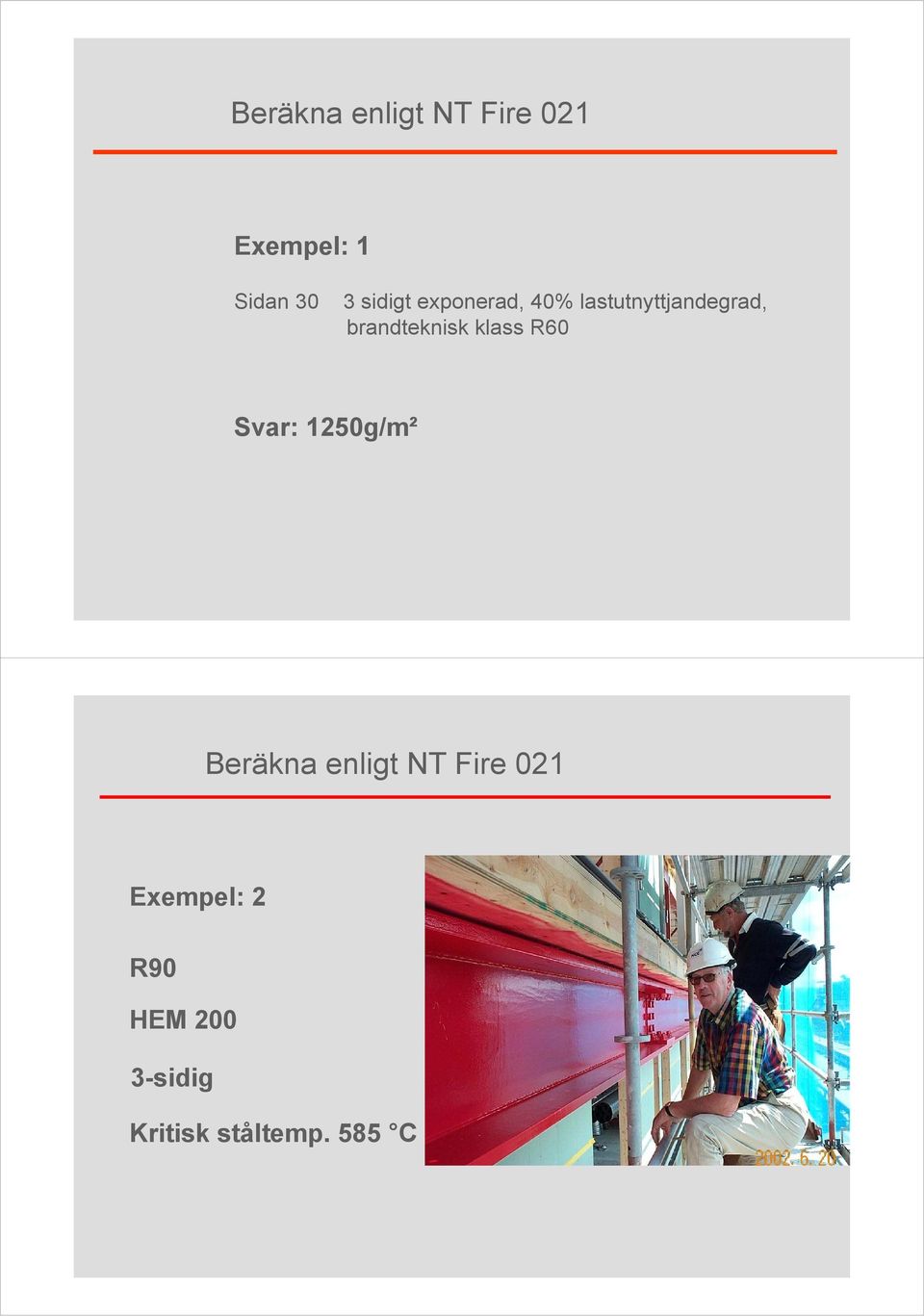 brandteknisk klass R60 Svar: 1250g/m² Beräkna enligt