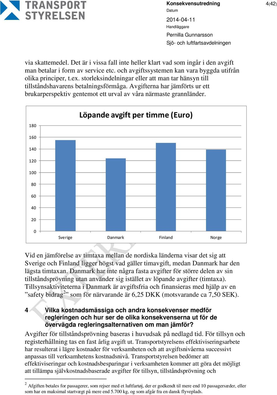 Avgifterna har jämförts ur ett brukarperspektiv gentemot ett urval av våra närmaste grannländer.