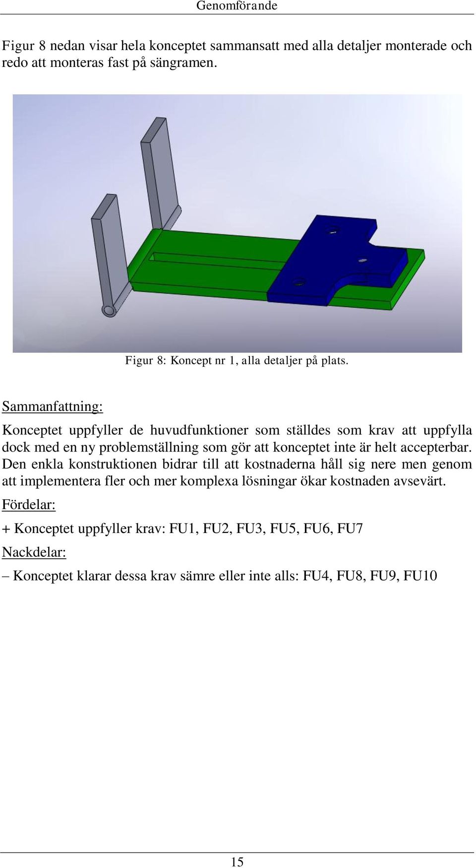 Sammanfattning: Konceptet uppfyller de huvudfunktioner som ställdes som krav att uppfylla dock med en ny problemställning som gör att konceptet inte är helt