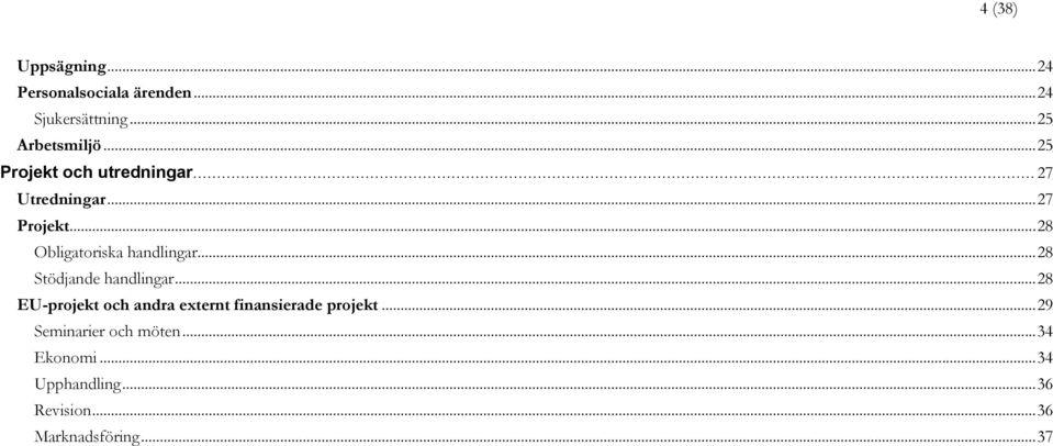 .. 28 Stödjande handlingar... 28 EU-projekt och andra externt finansierade projekt.