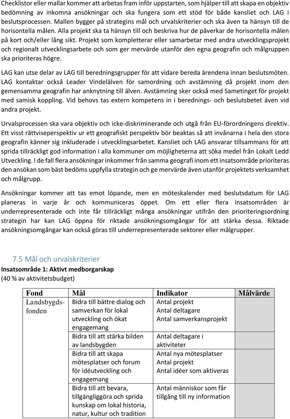 Alla projekt ska ta hänsyn till och beskriva hur de påverkar de horisontella målen på kort och/eller lång sikt.