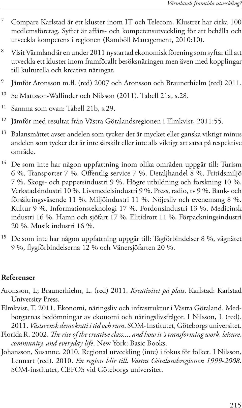 8 Visit Värmland är en under 2011 nystartad ekonomisk förening som syftar till att utveckla ett kluster inom framförallt besöksnäringen men även med kopplingar till kulturella och kreativa näringar.