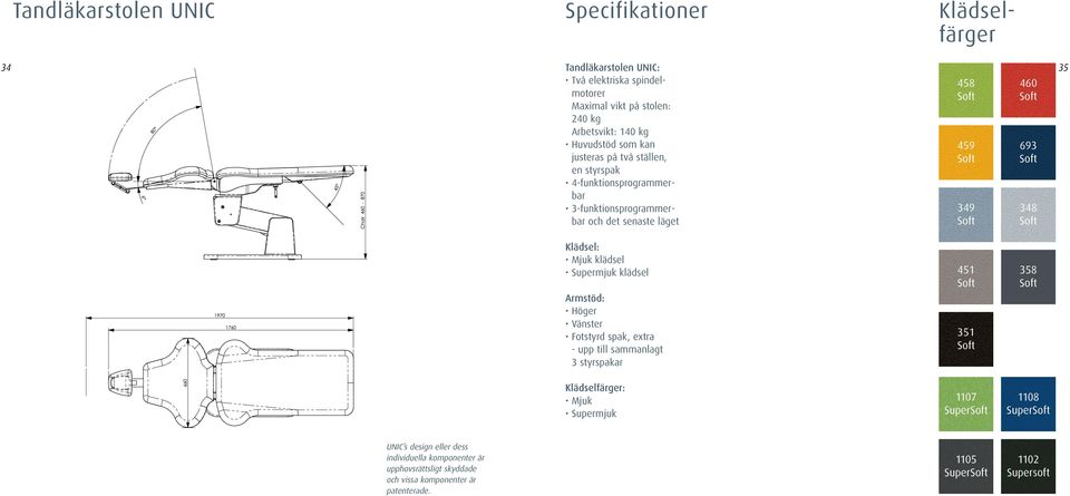 Klädsel: Mjuk klädsel Supermjuk klädsel Armstöd: Höger Vänster Fotstyrd spak, extra - upp till sammanlagt 3 styrspakar 451 Soft 351 Soft 358 Soft Klädselfärger: Mjuk