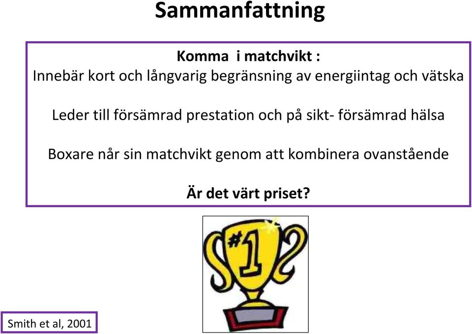 prestation och på sikt försämrad hälsa Boxare når sin matchvikt
