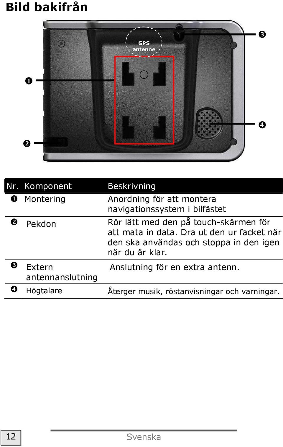 montera navigationssystem i bilfästet Rör lätt med den på touch-skärmen för att mata in data.