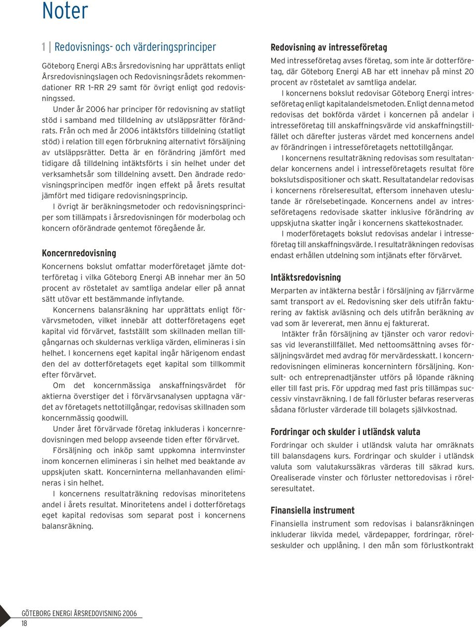 Från och med år 2006 intäktsförs tilldelning (statligt stöd) i relation till egen förbrukning alternativt försäljning av utsläppsrätter.